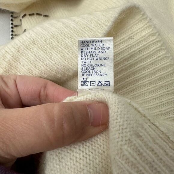 TED LAPIDUS Angora Lambswool Knit Patchwork Vintage‎ Sweater Puff Sleeves sz M - Picture 8 of 11